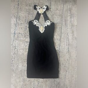 Elegant Vintage Black Halter Dress